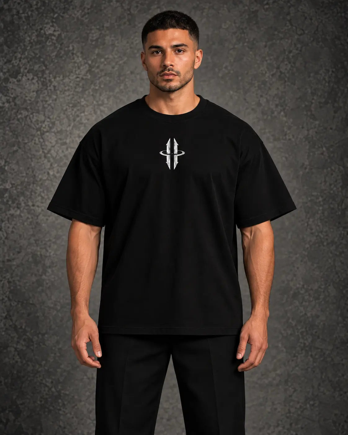 Origin Tee front on model — AI garment visualisation